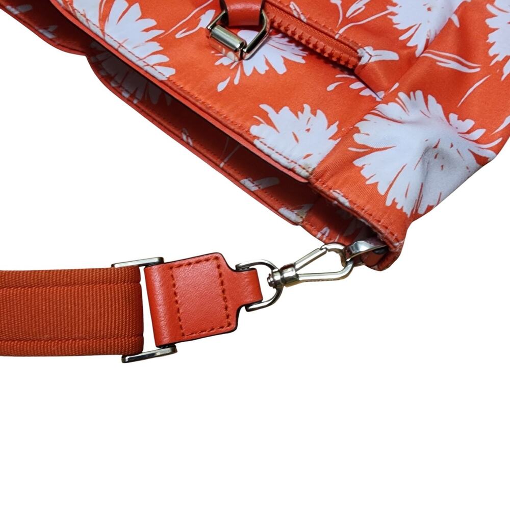Kate Spade New York Jae Blossom Orange Floral Nylon Tote Crossbody Top Zip Purse - Picture 9 of 16
